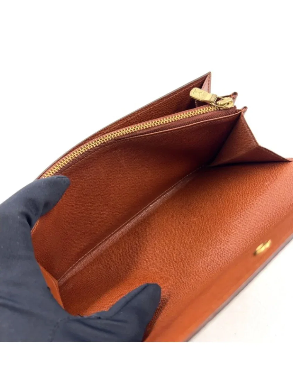 Louis Vuitton Portefeuille Cles Monogram Leather Brown Wallet Gold